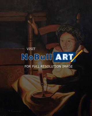 By Candlelight - Young Girl With Candle - Limited Edition Paper Print